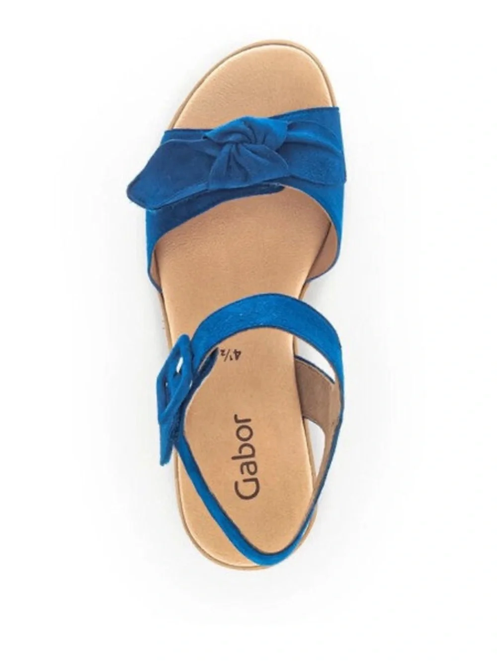 Gabor Blue Sapphire Sand Wedge Sandals with Blue Suede Knot Detail.  5 1/2/US 8.